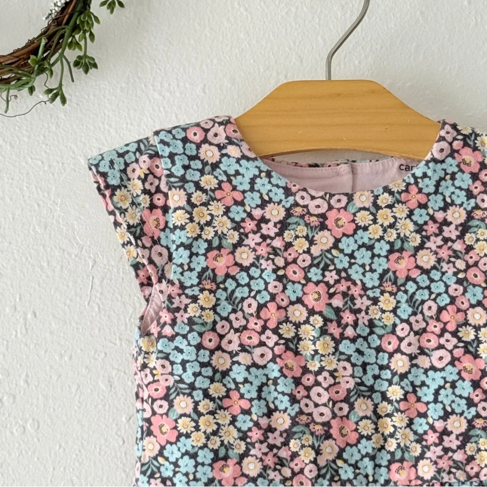 Carter’s Baby Girl Pastel Floral Dress with Heart Cutout Size 24 Months